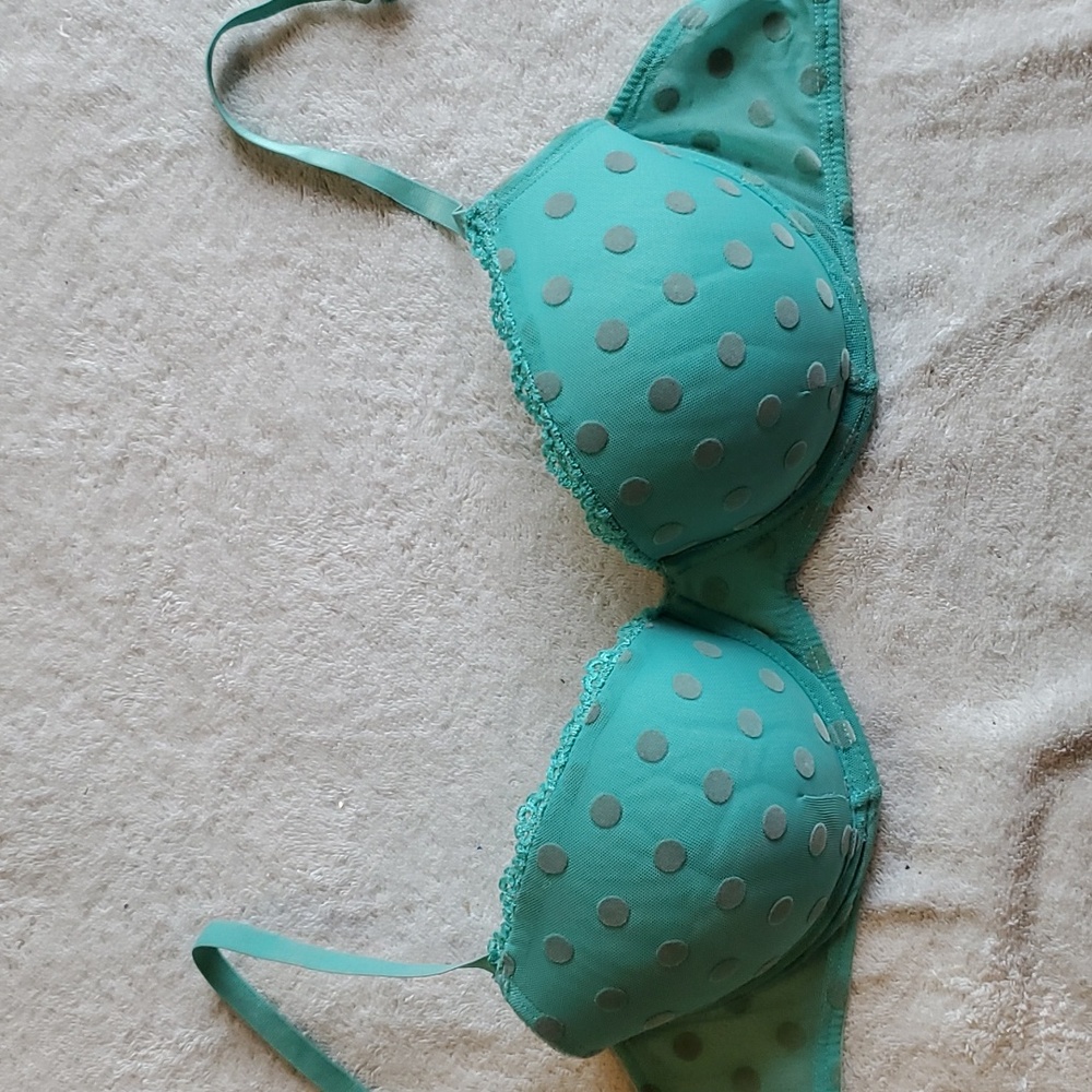 Candies Push-up Bra in Teal Polka-dot Padded cups, Size 36B, Great Shape